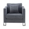 Armen Living Heritage Gray Fabric Upholstered Accent Chair with Brushed Stainless Steel Legs LCHT1GREY - alternate 6